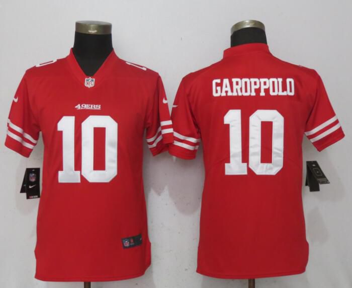 Women San Francisco 49ers #10 Garoppolo Red Vapor Untouchable NFL Jerseys->women nfl jersey->Women Jersey